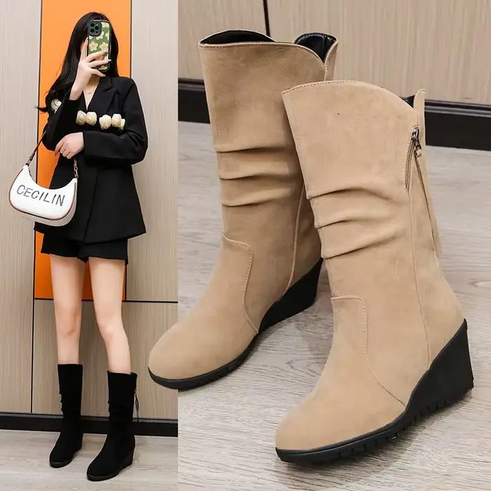 Bottes de rinçage compensées vintage pour femmes
