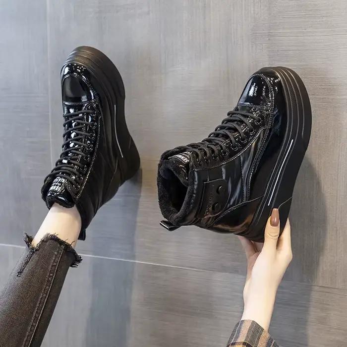 9cm nouveau vers le bas en cuir véritable femmes neige bottines plate-forme cale talons cachés chaud