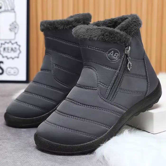 Bottines femme avec fourrure chaussures d'hiver femmes talons bas bottes