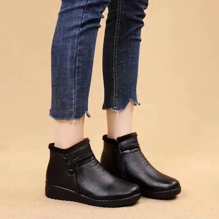 2025 mode bottes d'hiver femmes en cuir cheville