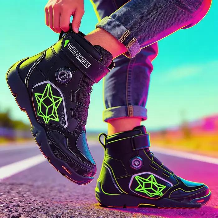 Bottes de moto en cuir pour hommes respirantes antidérapantes résistantes à l'usure bottes de motard chaussures de course de moto longueur cheville occasions spéciales