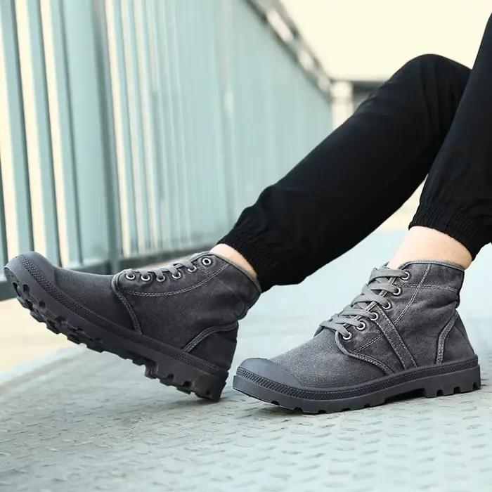 Automne début hiver bottes hommes toile chaussures haut chaussures décontractées mode hommes bottes mâle marque cheville Botas A215