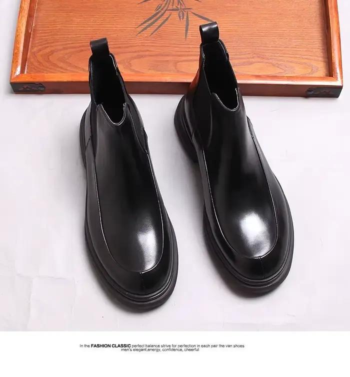 Bottes Chelsea britanniques à semelles épaisses pour hommes