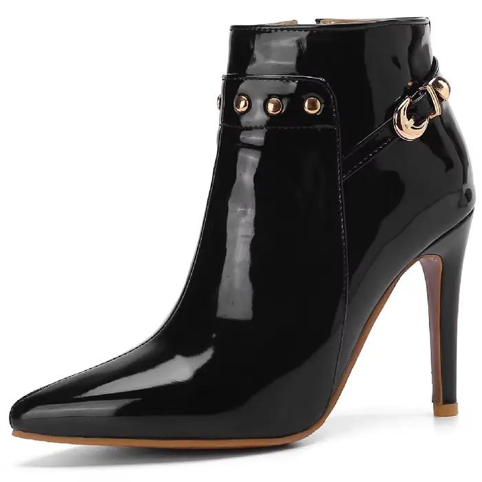 Bottes de rinçage courtes pour femmes, chaussures de danse de fête, talons hauts imperméables, pointes de bottes vernies noires et vertes, mode féminine, grande taille, 45, 50