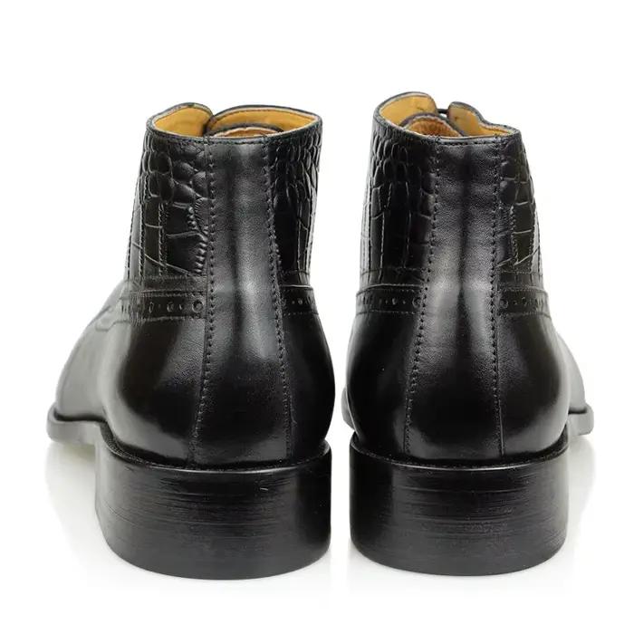 Bottes de rinçage en cuir véritable pour hommes, robe de mariée élégante, bureau formel, Parker pointu, chaussures à lacets, Brogue de luxe pour adultes, mode