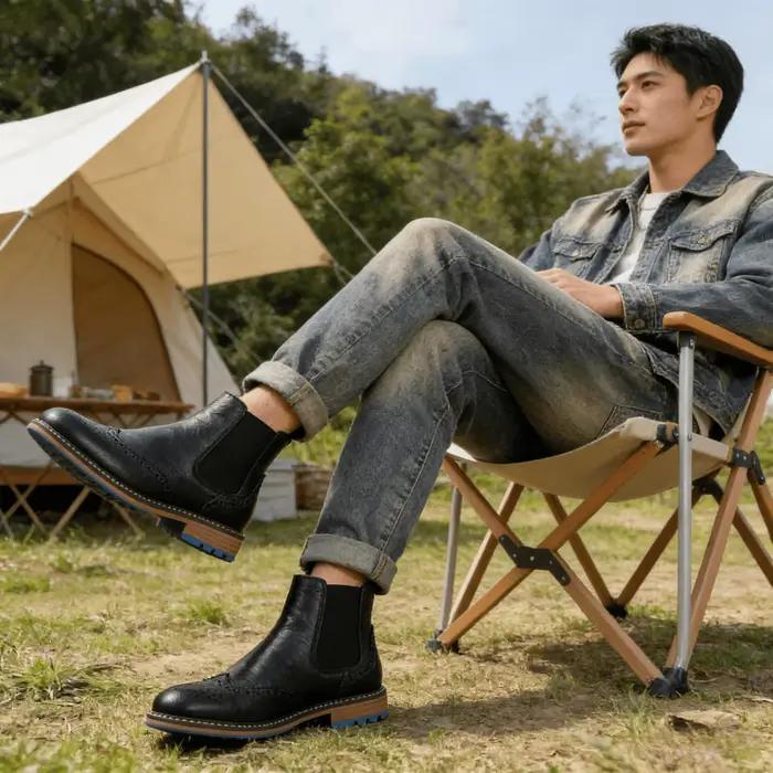 Bottes Chelsea en cuir confortables pour homme style britannique occassions printemps automne