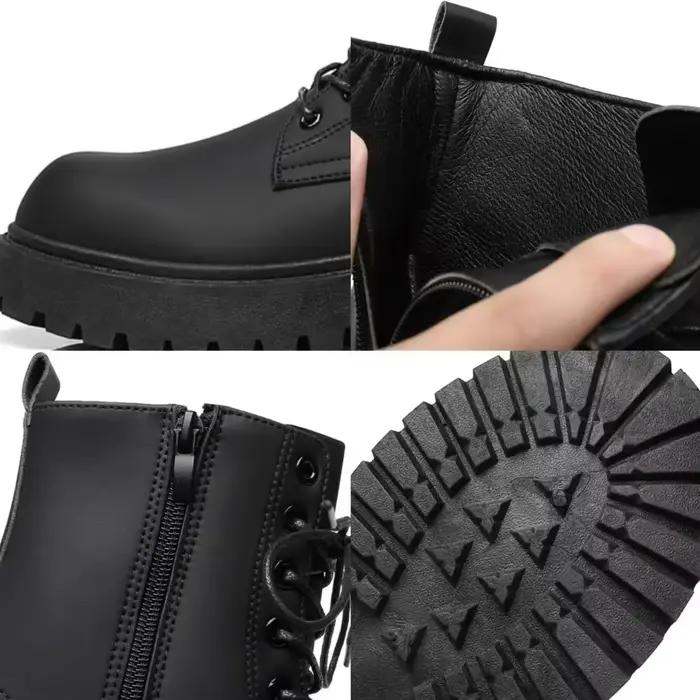 Bottes pour hommes bottes en cuir décontractées de haute qualité mode extérieur chaussons hauts noir hommes bottines mode moto botte