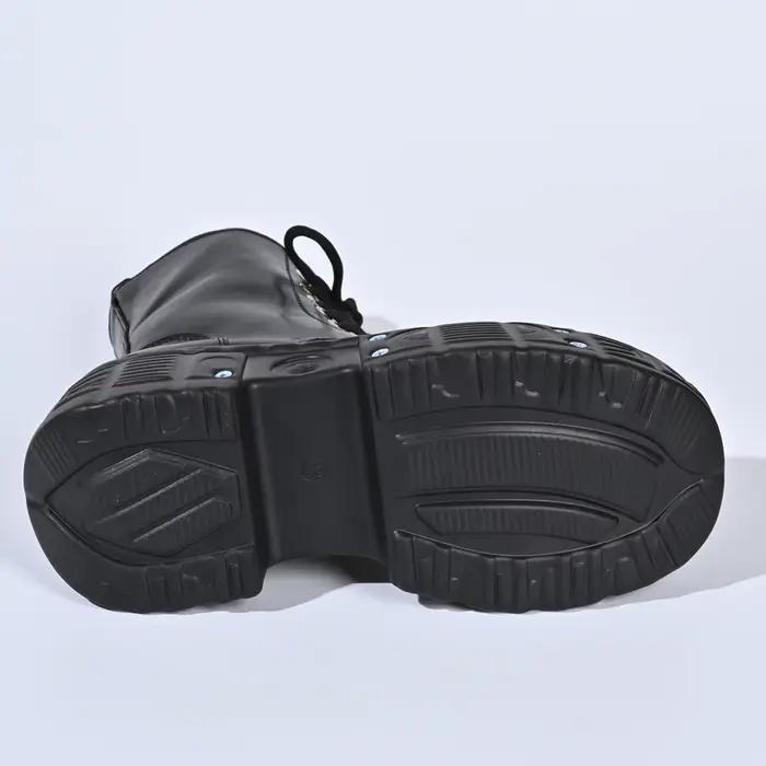 Goth nouveau Punk femmes plate-forme bottines femme Rock bout rond à lacets mode rétro grosses chaussures décor en métal chaussons courts