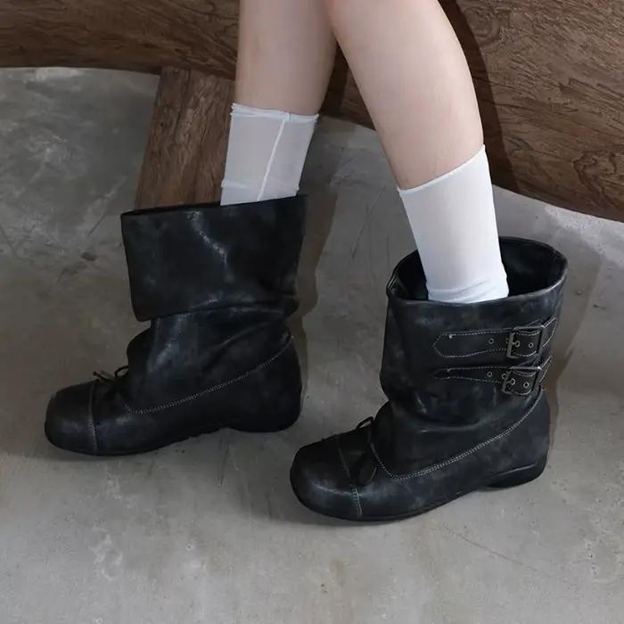 Chaussures plates femmes bottines créateur de mode Punk bottes hiver femme Chelsea