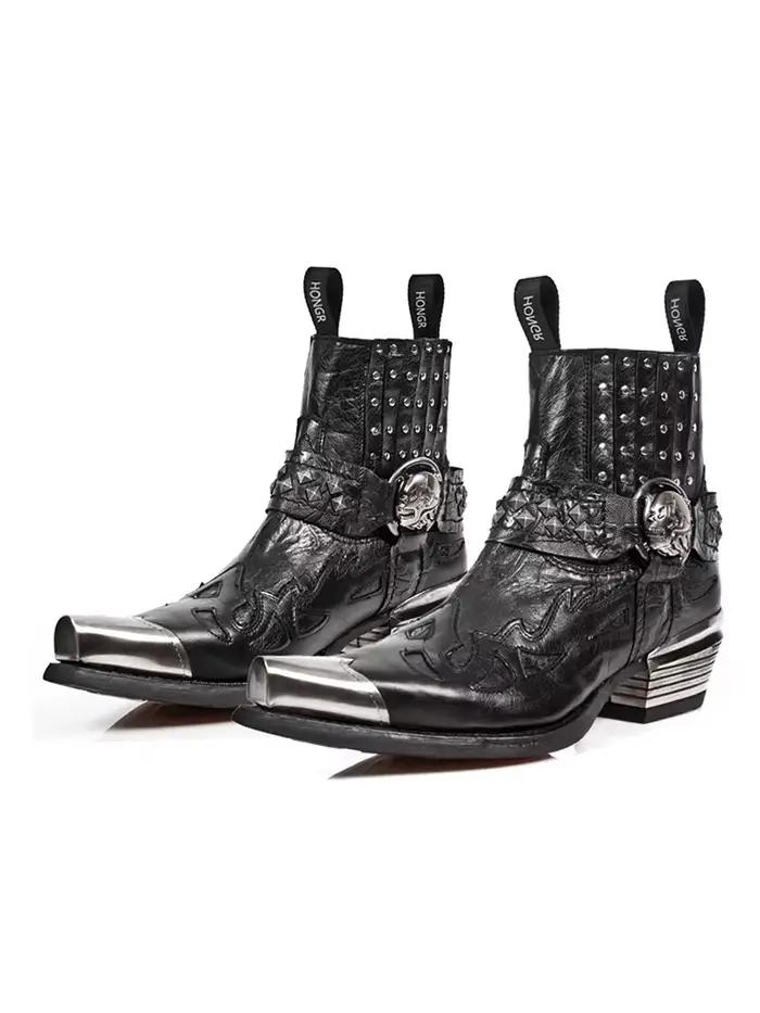 Garniture métallique bout pointu bottes pour femmes plate-forme haute talon épais