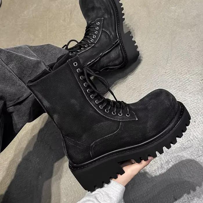 Bottines en cuir de Style de rue britannique de haute qualité pour hommes