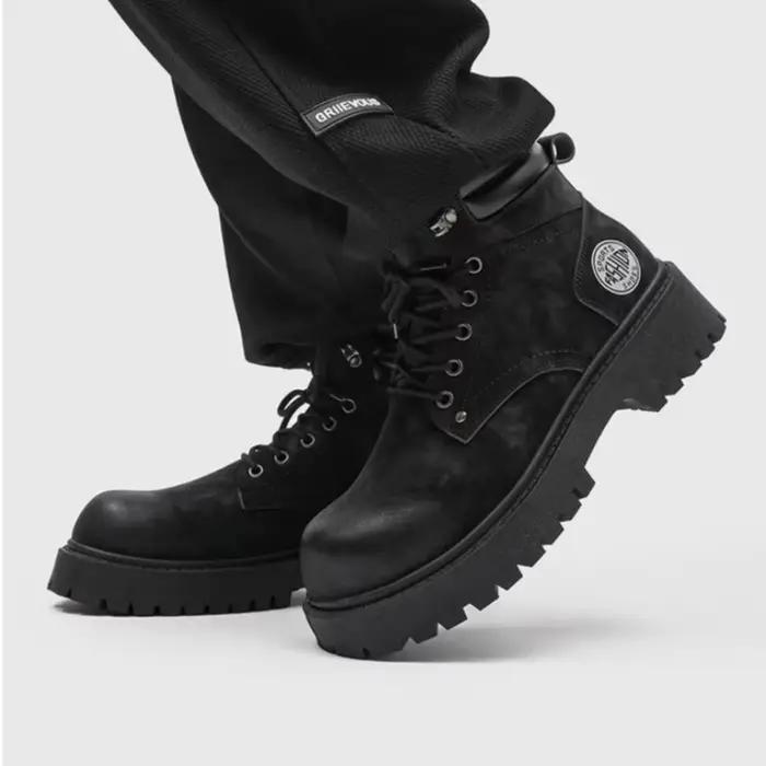 Nouvelles Bottes Homme 2026 de Haute Qualité, Style Rétro Moto, Confortables, Montantes, Type Bottes de Travail Britanniques, Botas Hombre