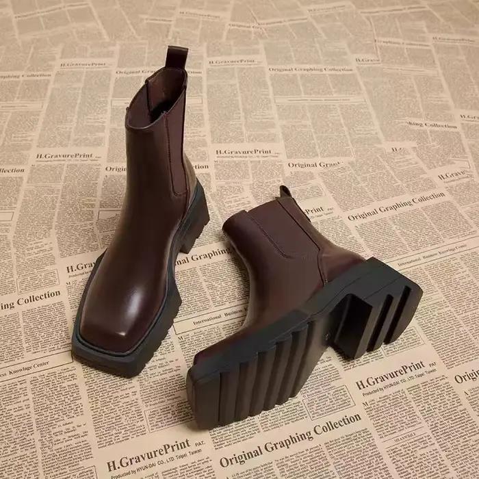 Chelsea bottes femmes automne plate-forme 2025 début automne bout carré chaussons printemps et automne bottes simples