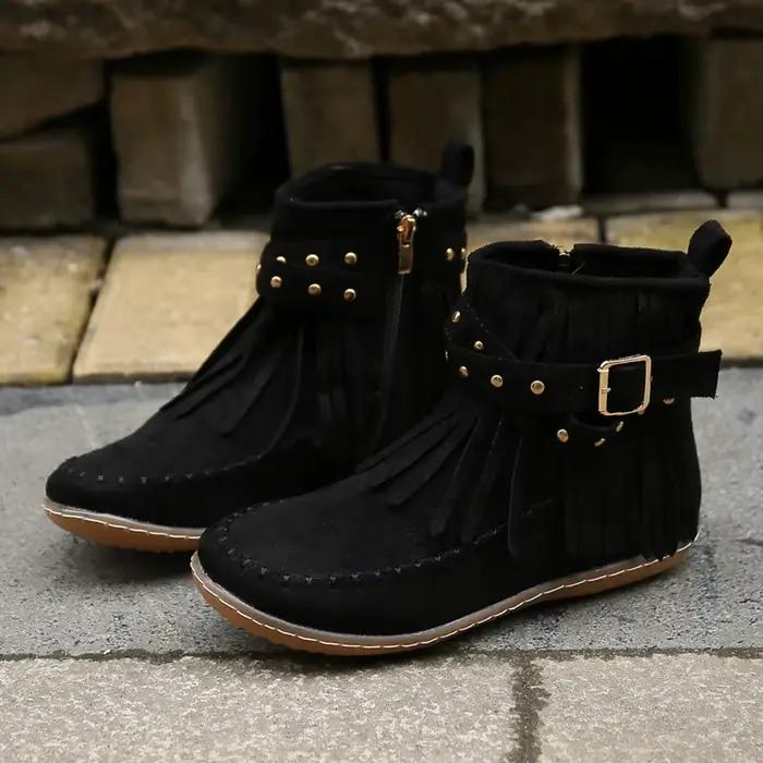 Botines-Bottes de rinçage à talons plats pour femmes