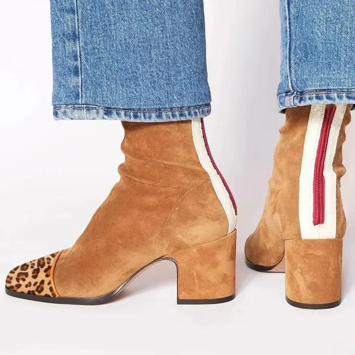 Nouvelles Bottes Femme Hiver 2026 à Talons Hauts en Daim Style Britannique à Bout Carré Tailles 40-43