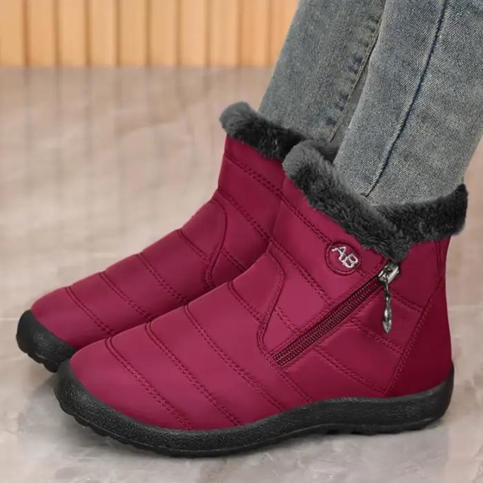 Bottines femme avec fourrure chaussures d'hiver femmes talons bas bottes