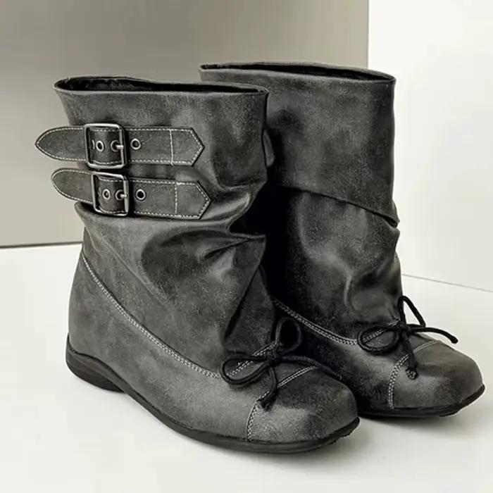 Bottes punk de créateur pour femme, bottines d'hiver, bottes Chelsea pour femme, tendance 2027, bottes de motard style gladiateur à boucle, Botas mujer