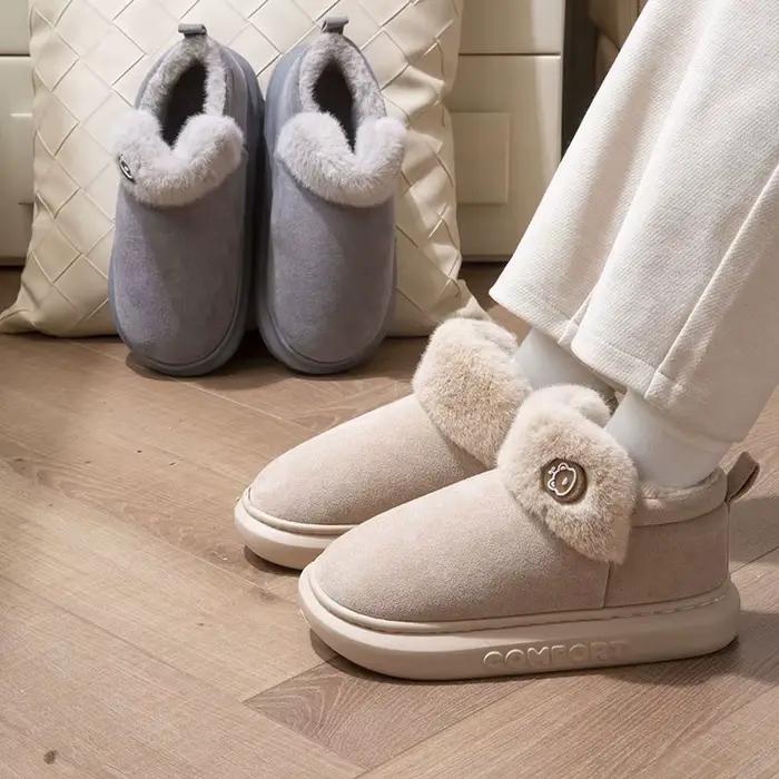 Comwarm hiver fourrure bottes de neige pour femmes en plein air bottines plate-forme maison bottes doublure en peluche confortable chaud femmes coton bottes
