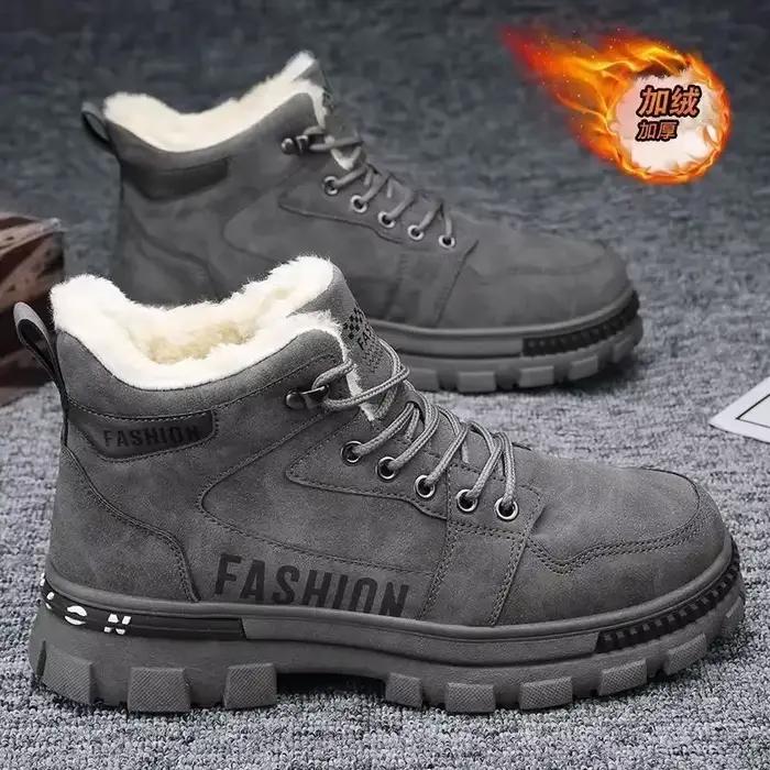 Bottes de neige antidérapantes en peluche pour hommes