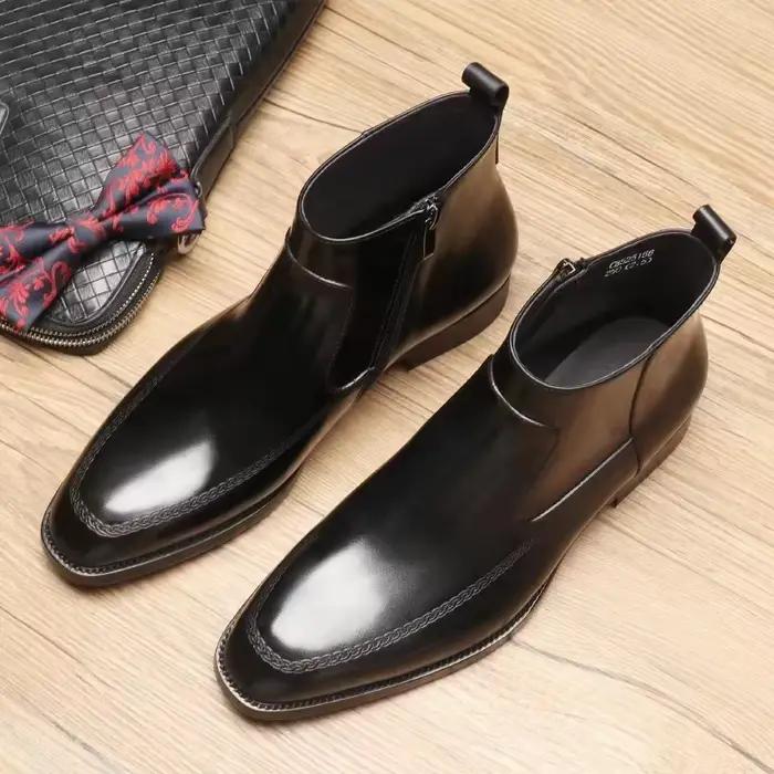 Bottes Chelsea pour hommes, hauts, style anglais, en cuir de vache.