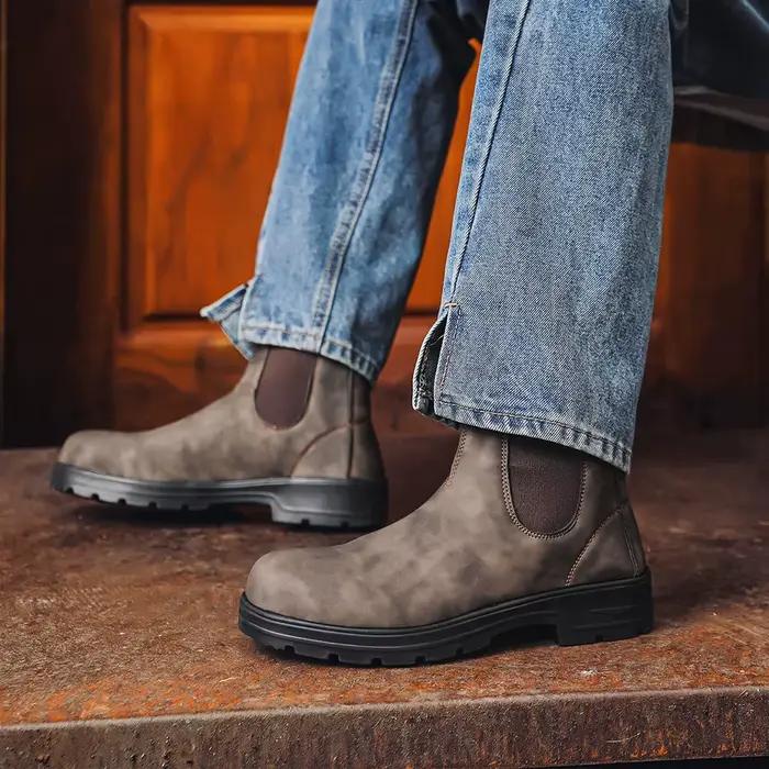 Bottines Chelsea unisexes à la mode, bottines respirantes à enfiler pour Couples, confort nuage, Design élastique, bottes de moto décontractées