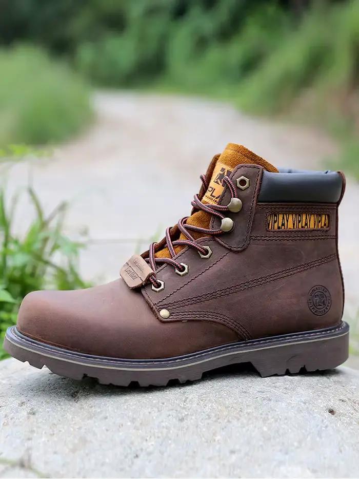 Bottes classiques en cuir véritable pour hommes