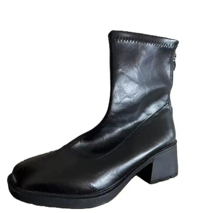 Bottes élastiques polyvalentes à talons hauts et épais pour femmes