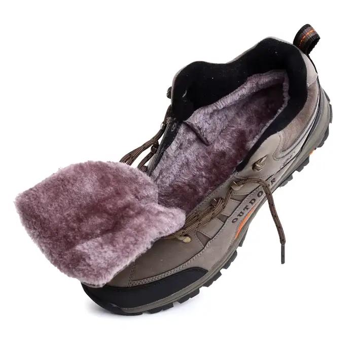 HIKEUP-Bottes de neige en cuir véritable pour hommes et femmes, bottes de rinçage imperméables, caoutchouc respirant, sécurité au travail, hiver