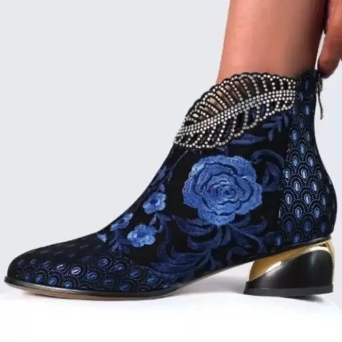 Bottes Cheville Femme Brodé Style Bohème Ethnique Tendance Printemps 2026 Nouveauté Confort Respirant Motif Floral