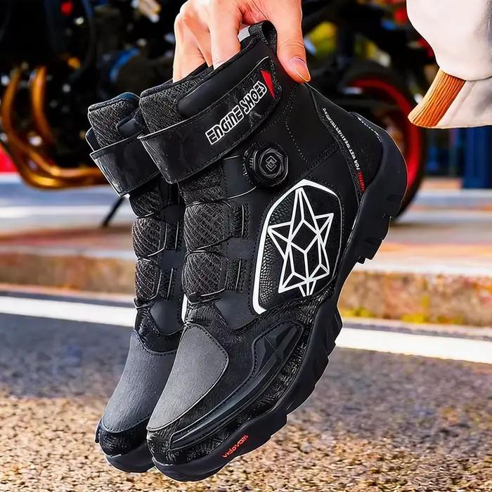 Bottes de moto en cuir pour hommes respirantes antidérapantes résistantes à l'usure bottes de motard chaussures de course de moto longueur cheville occasions spéciales
