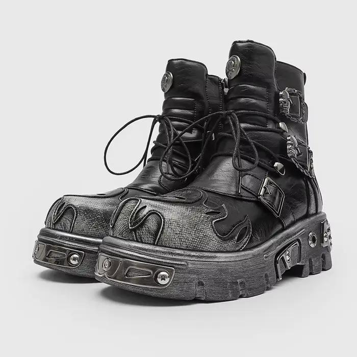 Bottes de moto de Style gothique Punk pour hommes