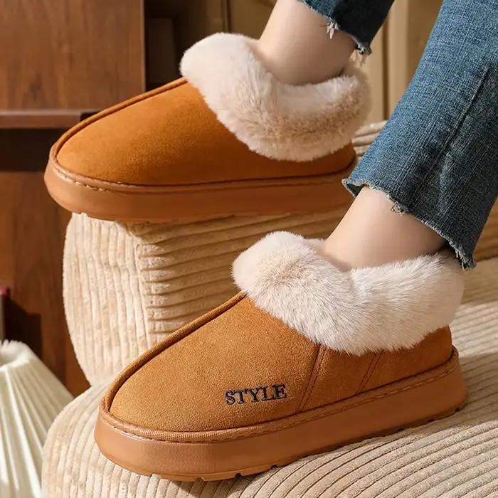 Bottes de neige épaisses en fourrure douce pour femme