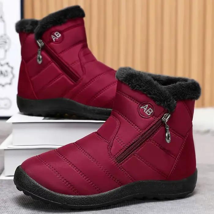 Bottines femme avec fourrure chaussures d'hiver femmes talons bas bottes