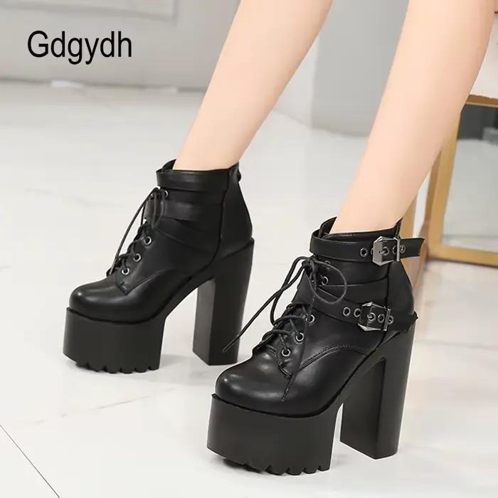 Gdgydh nights-Bottes de moto à talons hauts pour femmes