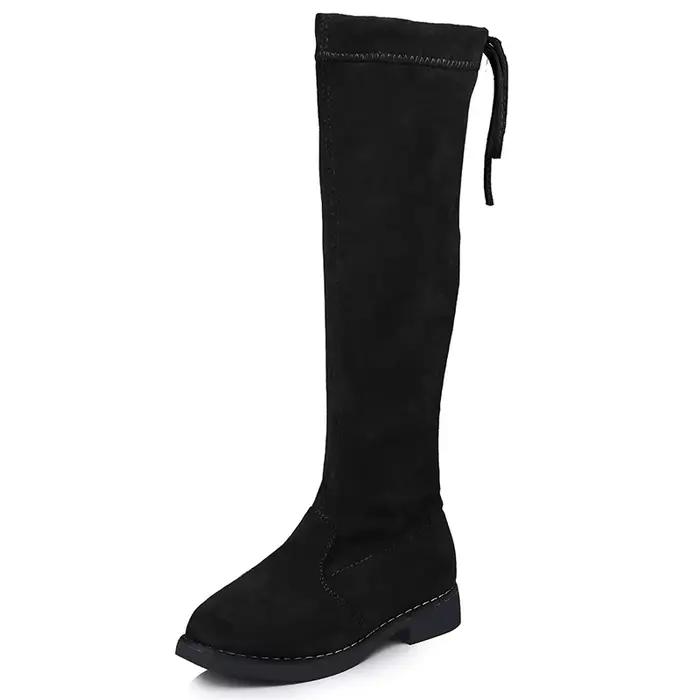 Filles bottes hiver mode bottes en caoutchouc pour filles sur le genou enfants bottes enfants genou-haut chaud coton doux dos attaché 26-36