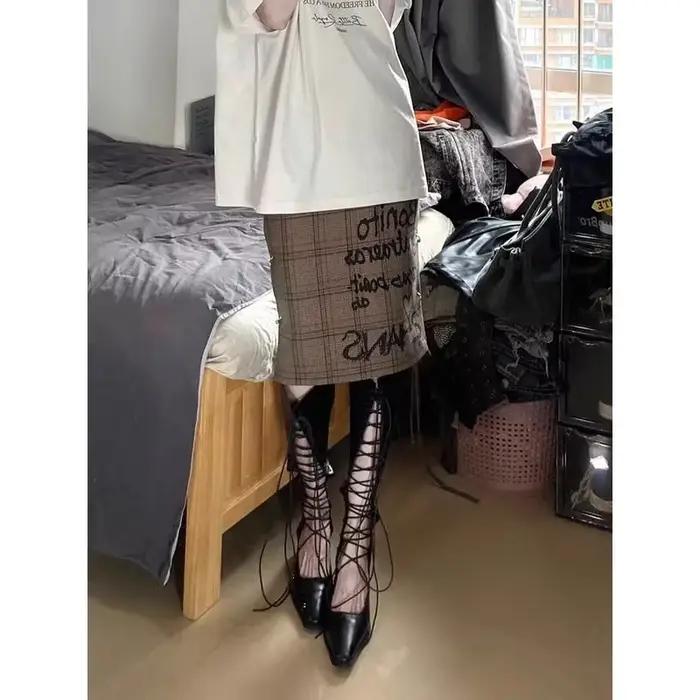 Bottes longues ajourées pour femmes, à talon haut, style chevalier, respirantes, avec fines lanières, semelle en caoutchouc, en cuir synthétique