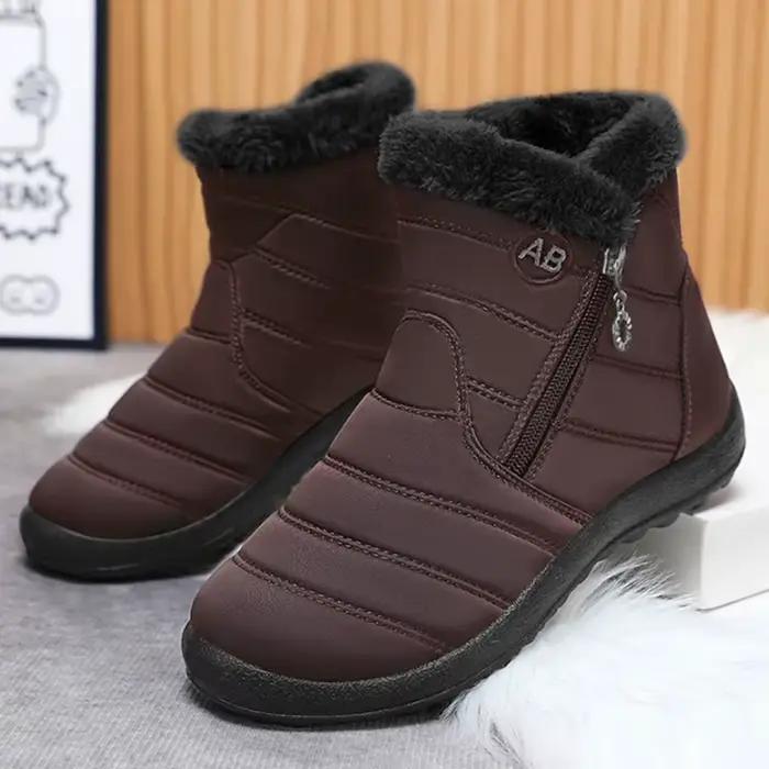 Bottines femme avec fourrure chaussures d'hiver femmes talons bas bottes