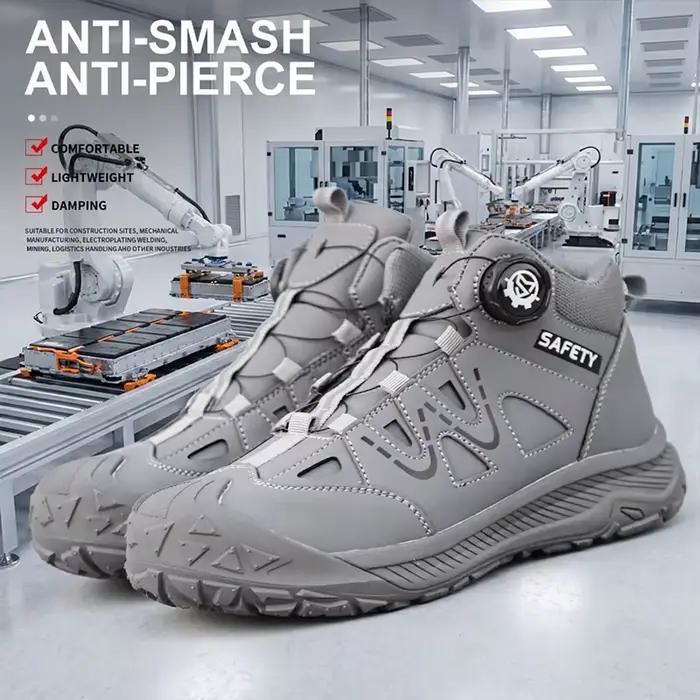 Bottes de sécurité pour hommes, chaussures de travail en cuir imperméables, semelle antidérapante, semelle intermédiaire en acier anti-perforation, chaussures de chantier