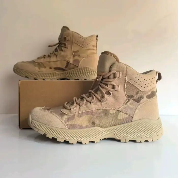 Bottes de chasse de camouflage mi-coupe pour hommes chaussures tactiques respirantes bottes d'alpinisme résistantes à lusure pour randonnée en plein air occasions spéciales徒步结束后,请提供HTML和产品标题,但不要包含价格、产地或中国等信息。根据你的回答,我会继续调整以符合要求。