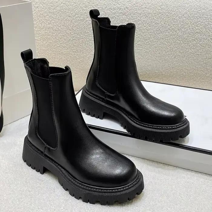 Bottines Chelsea à semelles épaisses pour femme, chaussures d'hiver, courtes, à la mode, nouvelle collection automne 2024
