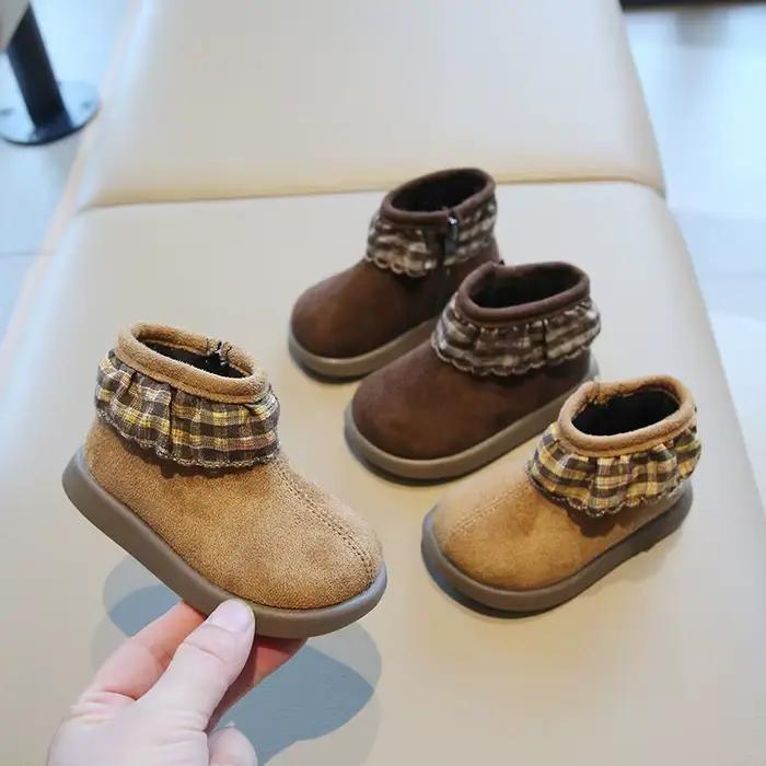 Bottes en cuir doublées chaudes pour filles, bottes d'hiver en peluche douce, antidérapantes, Chic et confortables, pour la maternelle, nouvelle collection 2025