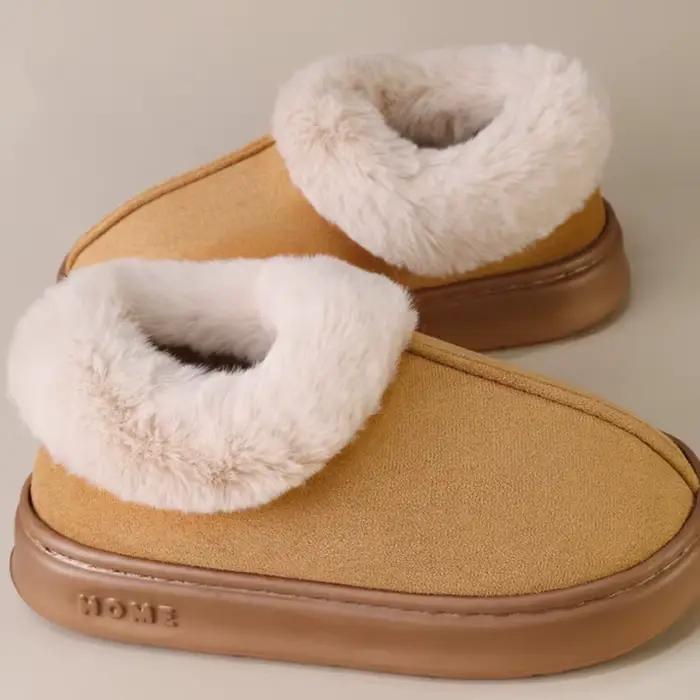 Bottes d'hiver pour femme en fausse fourrure chaudes et épaisses à plateforme pour la neige et les journées froides