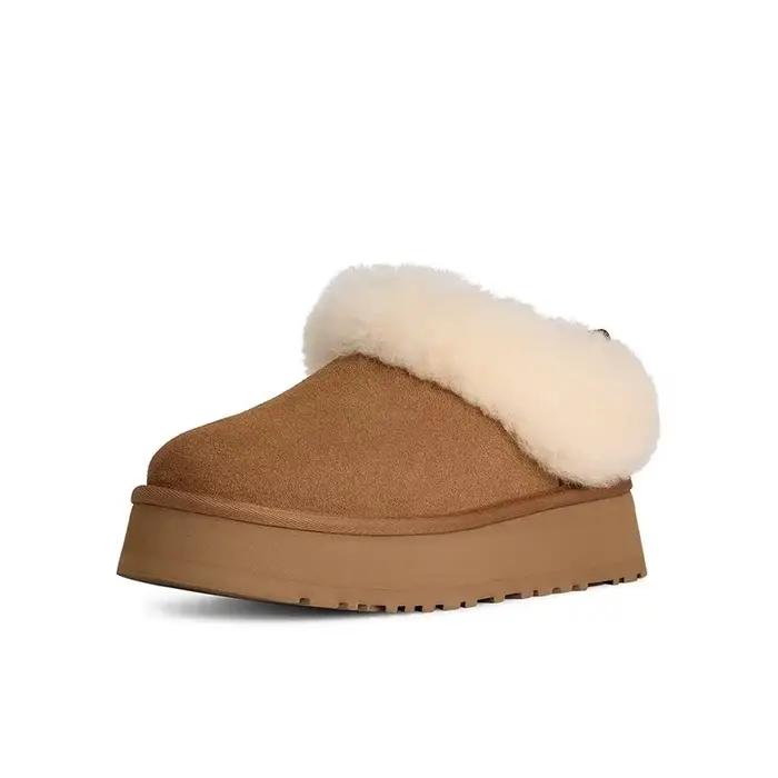Femmes cheville bottes de neige mode plate-forme bas pantoufles maison chambre coton chaussures