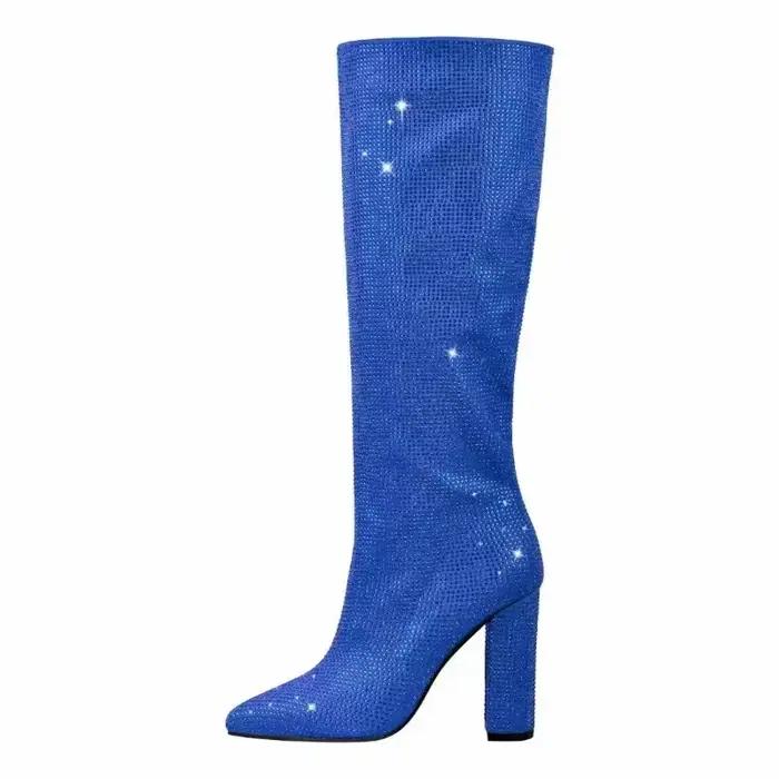 Bottes au genou brillantes en biscuits pour femmes