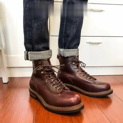 Bottes de travail de style américain en cuir de vachette véritable de qualité supérieure U1, fabriqu