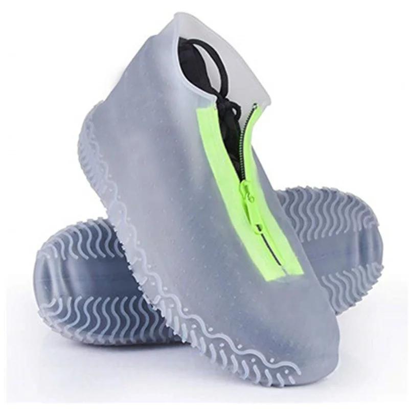 Bottes de pluie à fermeture éclair, couvre-chaussures imperméable en Silicone unisexe pour l'extérie