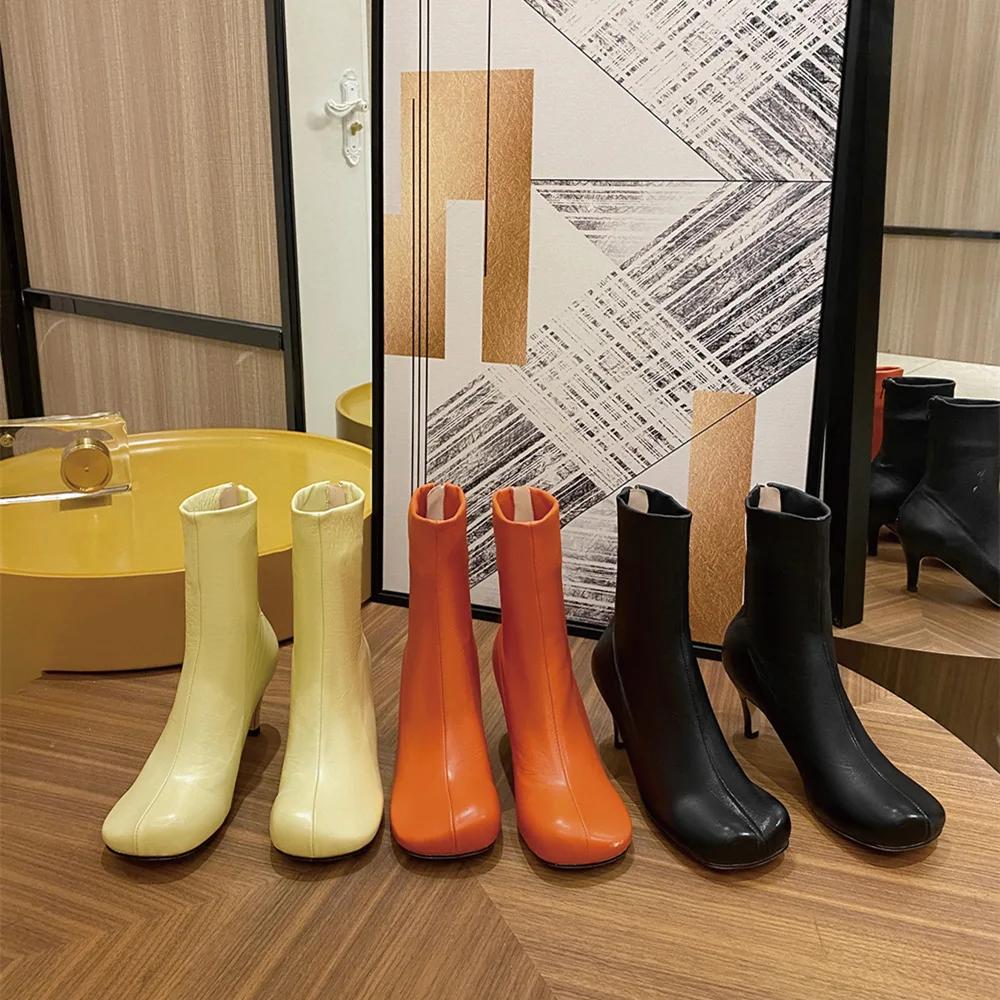 Bottes pour femmes bottes de mode automne et hiver talons hauts bout carré irrégulier grand orteil e