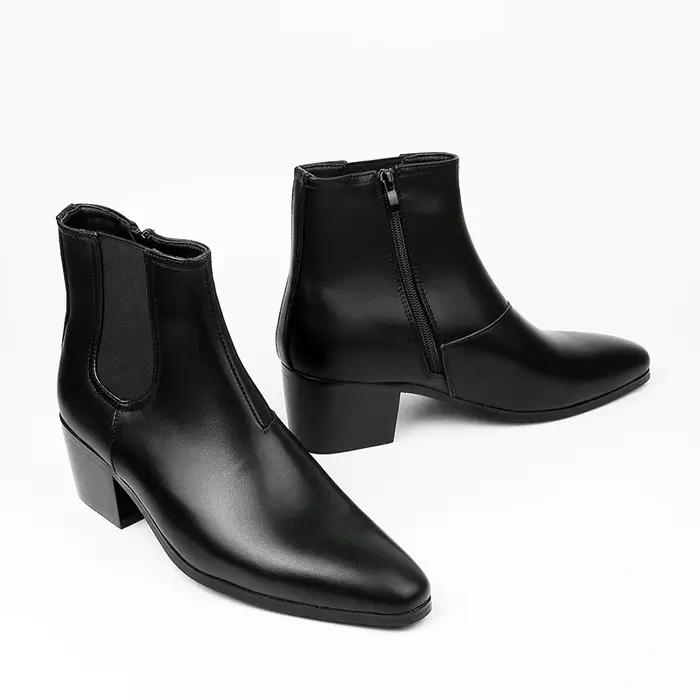 Bottes Chelsea rétro pour homme en PU synthétique, talons élevés, confort et style pour hommes, bottes courtes pointues, options de couleur et de taille, occasions spéciales et quotidiennes