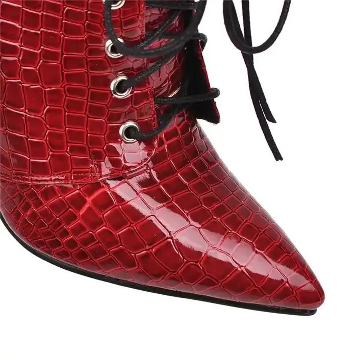 Bottes courtes en faux cuir de crocodile pour femmes