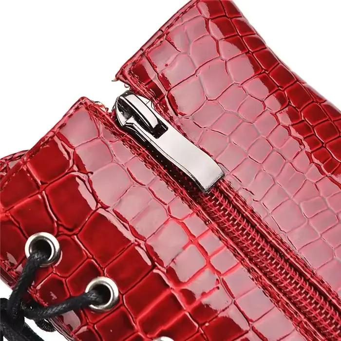 Bottes courtes en faux cuir de crocodile pour femmes